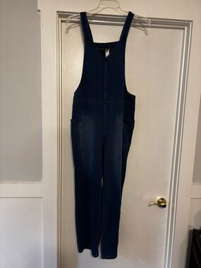 Halara Flex V Neck Pocket Denim Overalls Size Medium
